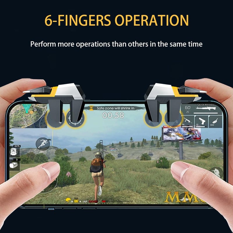GOFOYO Mobile Game Controller, 6 Finger Gamepad with Large Thickness, Sensitive Trigger and 3 Pair Gaming Finger Sleeves - Image 2